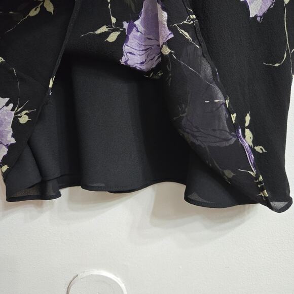 Ann Taylor Womens Vtg Y2K Whimsigoth Semi-Sheer Silk Floral Babydoll Blouse 12 - Picture 5 of 11